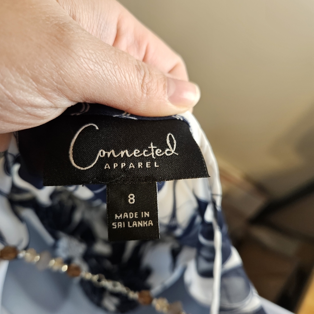 CONNECTED APPAREL Womens Navy Sleeveless Midi Party Fit Flare Dress - Picture 3 of 5